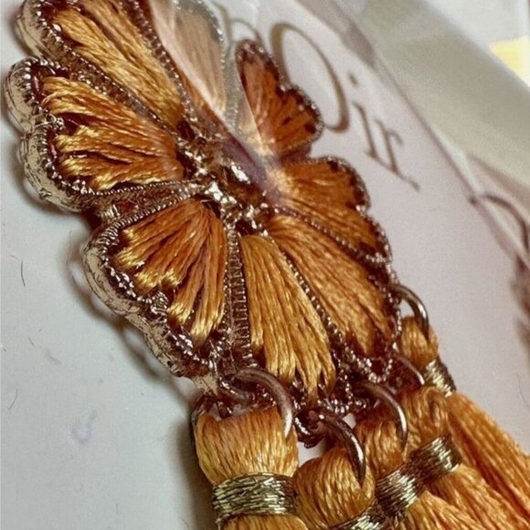 Noir Earrings Orange Tassel Drop Dangle Light Weight Floral Boho 2" Fringe NEW - Picture 5 of 15